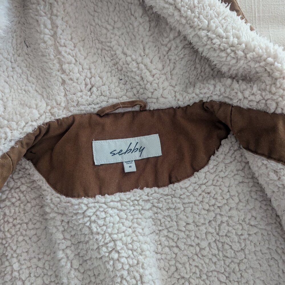 Brown Canvas Sherpa Lined Utility Jacket - Picture 5 of 6